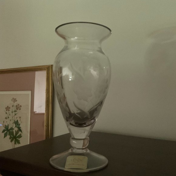 LENOX "Floral Spirit" Crystal Etched Vase with Pink Luster NWT - Picture 3 of 9